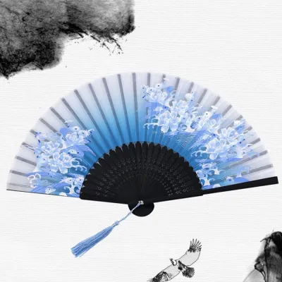 【COD&Fast Delivery】 Bamboo Chinese Japanese Folding Fan Colorful Silk Vintage Style Folding Fan High Quality Hand Fan Shank Classical Dance Fan Home Decoration