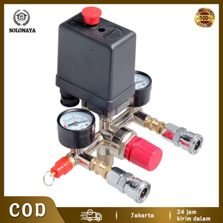 Otomatis Kompresor Regulator Set Pressure Valve Switch Double Gauge ...