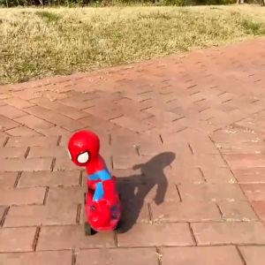 Spiderman Stunt Scooters Toy Automatic Flip Rotation Skateboard Acousto-Optic Car Electric Music Toy