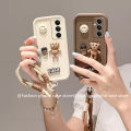 เคสโทรศัพท์ Samsung Galaxy S24 Ultra + Plus 5G 4G 3D ลายการ์ตูนเคสปกป้องเลนส์รูปหมียิ้มมีสไตล์ฝาครอบซิลิโคนนิ่มป้องกันการกระแทกพร้อมสายคล้อง2024. 