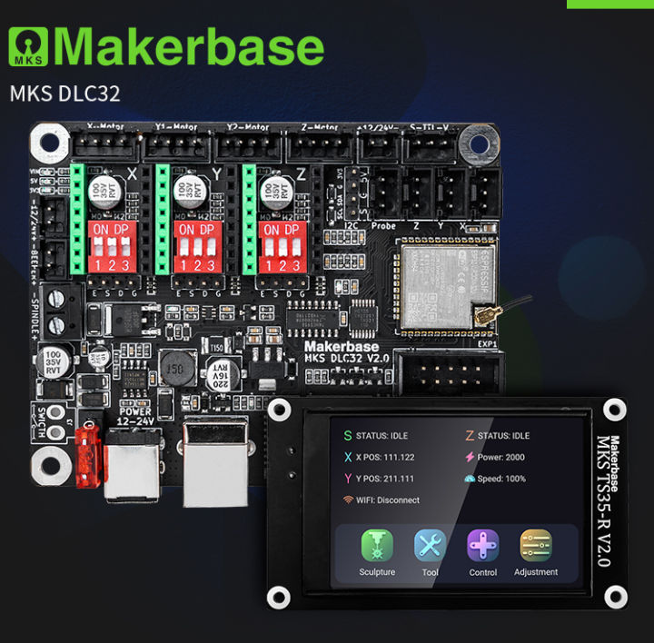 Scheda Madre MKS DLC32 Per Macchine Incisione - Controller Offline 32 Bit, Con WiFi, Touch Screen 2.4/3.5 Pollici