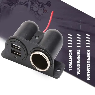 Adapter Charger Mobil 2 USB Port + Cigarette Lighter Plug Adapter 3.1 A