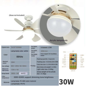 [SG Stock] Smart Ceiling Light E27 Ceiling Fan With Led Light Remote Control Cooling Electric Fan Lamp (30w/40w) 风扇灯
