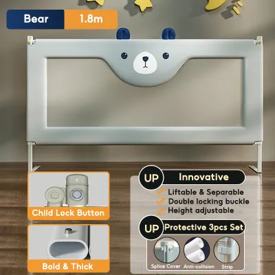 Baby Kids Bed Fence Vertical Lift Baby Bed Guard Rail Fence for Single Super Single Queen and King Bed