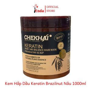 Keratin Collagen EN335 kem hấp dầu ủ tóc phục hồi chuyên sâu tím lavender và nâu brazilnut 1000ml