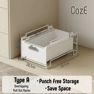 CozE Carbon Steel White Stackable Kitchen Cabinet Storage Box Punch Free Multipurpose Drawer Box