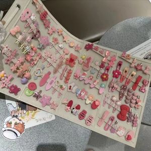 Kẹp Tóc Màu Hồng 50 Bộ Kẹp Tóc Dễ Thương Kẹp Tóc Trái Tim Thiếu Nữ Ngọt Ngào Kẹp Tóc Hoạt Hình Nhật Bản