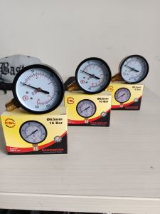 Spek TEKIRO CSL 1/4" 16Bar Pressure Air Gauge Alat Ukur Tekanan Angin Air Mesin Kompresor 6 - 10 dan 16 Bar Manometer Drat 1/4 Inch