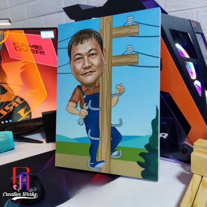 personalized A3 size caricature on sintraboard involves designing a ...