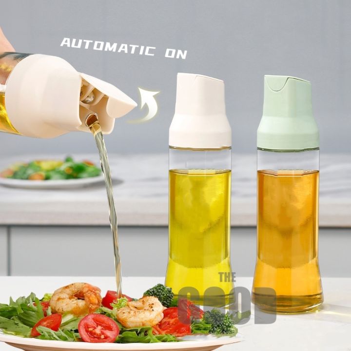 Kitchen Condiments Bottle Automatic Opening Lid Glass Oil Bottle Jar
