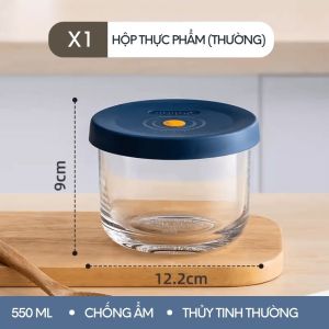 Hộp chân không đựng thức ăn thủy tinh chịu nhiệt lọ đựng gia vị thủy tinh FEEKA chống ẩm có thể xếp chồng