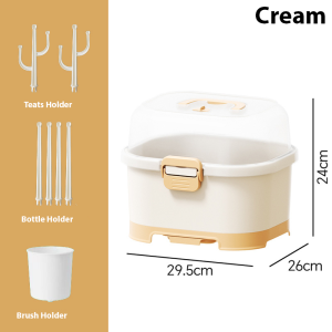 ⚡️SG Ready Stock⚡️ Baby Bottles Drainer Container Large Storage Box Drying Rack PP Material Safe Easy to Clean