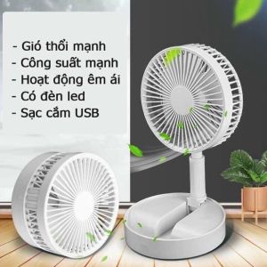 Quạt Super Tích Điện Để Bàn Mini Gấp Gọn Tiện Dụng 3 Cấp Độ Gió Siêu Bền Cáp Sạc USB Tiện Lợi