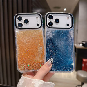 Glitter Quicksand Liquid Case for iPhone 17 16 15 Pro Max Back Cover Anti-fall Soft Silicone Bumper Shell Moving Sand Phone Hull