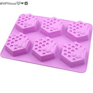 WP💓💛💖 3D Handmade Soap Silicone Mold 6-Piece Bee Shape Silicone Mold DIY Handmade Soap Mold Homemade Honeycomb DIY Cake Mold
