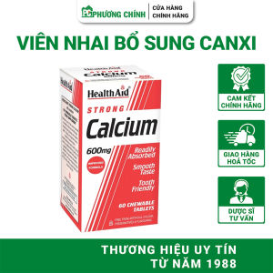 Viên Nhai Canxi Health Aid Strong Calcium 600mg Hỗ Trợ Trẻ Tăng Chiều Cao & Giảm Nguy Cơ Loãng Xương Ở Người Lớn 60 Viên/Hộp