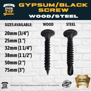 Gypsum Screw/Black Screw for Wood & Steel  (100/50pcs) Wood and Metal | Tingi | Itim Turnilyo Kahoy