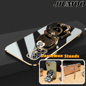 JIUMOO Casing Ponsel untuk VIVO V17 V19 Neo V15 Pro V11 Pro V20 SE Y70 2020 Case HP lapisan tepi mewah pola robot kucing lucu Softcase silikon Kesing Phone Stands kamera Casing