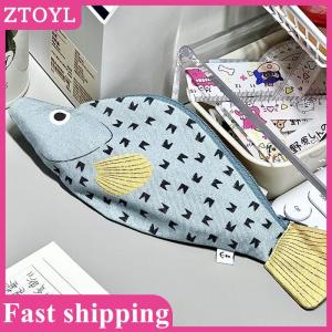 ZTOYL💝 Fish Shape Novelty Pencil Case Fish Pen Bag Fish Coin Purse Funny Pencil Pouch With Simulated Fishbone LiningBirthday Gift