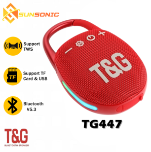 T&G TG447 TWS V5.3 Portable Wireless Extra Bass IPX4 Waterproof Speaker Clip Design with RGB Colorful Lights