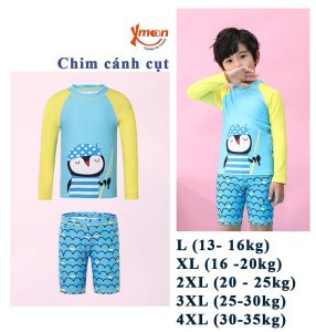 TẶNG PHAO TAY Bộ bơi bé trai dài tay chống nắng cao cấp nhiều size cho bé nặng 10-35 kg Xmoôn DTBT