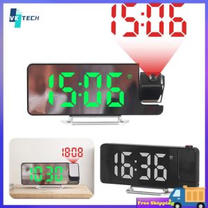[ VKTECH ] Projection Alarm Clock with Brightness Control and Digital Display Candleholder for Comfortable Sleep Environment