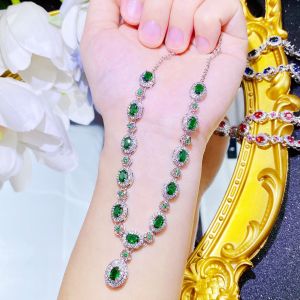 TikTok live streaming hit product: Imitation natural pigeon blood ruby necklace Wholesale Emerald Gemstone Necklace Set for Wedding Banquets