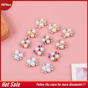 【COD】🔥🔥🔥 10PCS Pearl Flower Rhinestone Buttons Sparkling Crystal Hairpins DIY Crafts