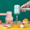 《 𝟯 𝗦𝗣𝗘𝗘𝗗𝗦 》2 In 1 Electric Egg Beater Mixer Wireless Garlic Food Chopper Pengadun Tepung 多功能搅拌器 NWD. 