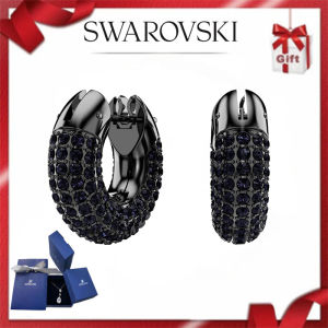 🔥Swarovski🔥Ruthenium-plated series Womens Fashion {new style} earrings black crystal pavé Dextera hoop earrings Birthday Gift Valentines Day Gift