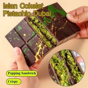 🍫Selebriti internet cokelat Dubai Pistachio Kunafa Chocolate Dubai/ Premium Belgium Chocolate 0 aditif/0 asam lemak trans/Coklat Dubai Pistachio Kunafa/Coklat Dubai Pistachio Coklat isi