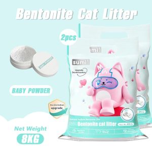 【4KG/8KG】 Bentonite Cat Litter Premium Cat Litter Sand Eliminates Odor Lavender/Lemon/Coffee 4 Scent