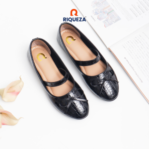 Riqueza GINELA Sepatu Flat Shoes Wanita Flatshoes Croco Pita Tali Strap