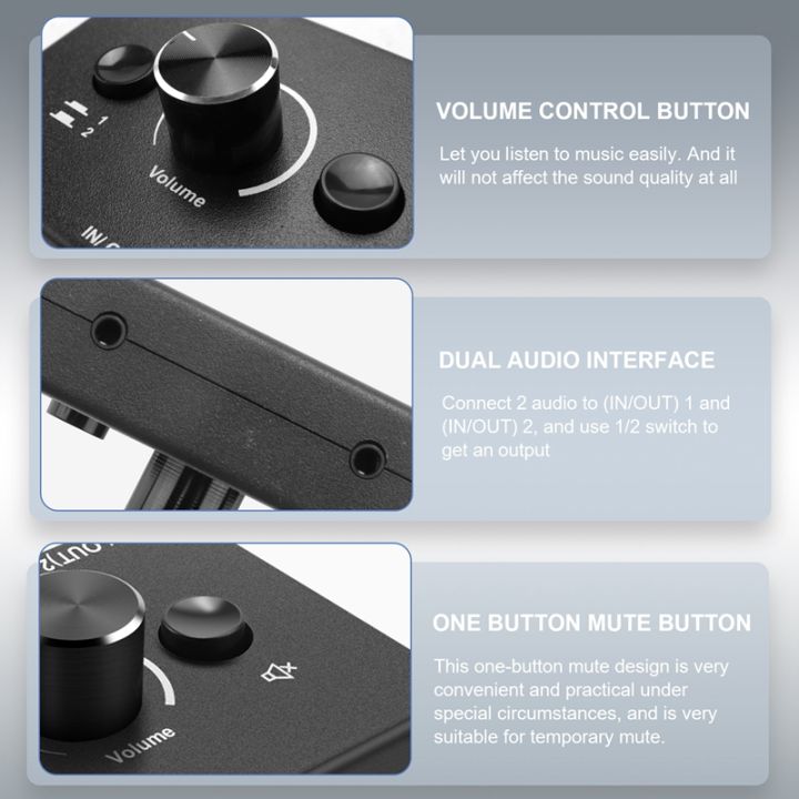 3.5mm 2 Input 1 Output/1 Input 2 Output Audio Switcher Audio Splitter ...