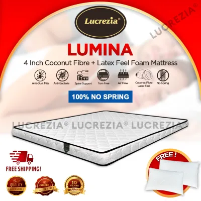 Lucrezia Lumina 4 inch Latex Feel Foam Coconut Fibre Mattress / Tilam / 椰丝床垫 Queen / King / Single / Super Single