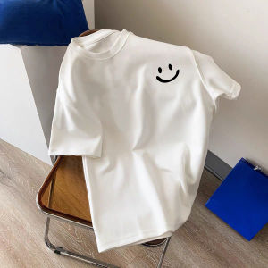 [ Summer New ][ Summer New ] Hong Kong Style Summer Cool Ice Silk Round Neck Trendy Mens t T-shirt Top All-Matching Casual Simplicity Top Couple Wear [ Ultra-Thin Sweat-Permeable ][ Ultra-Thin Sweat-Permeable ]