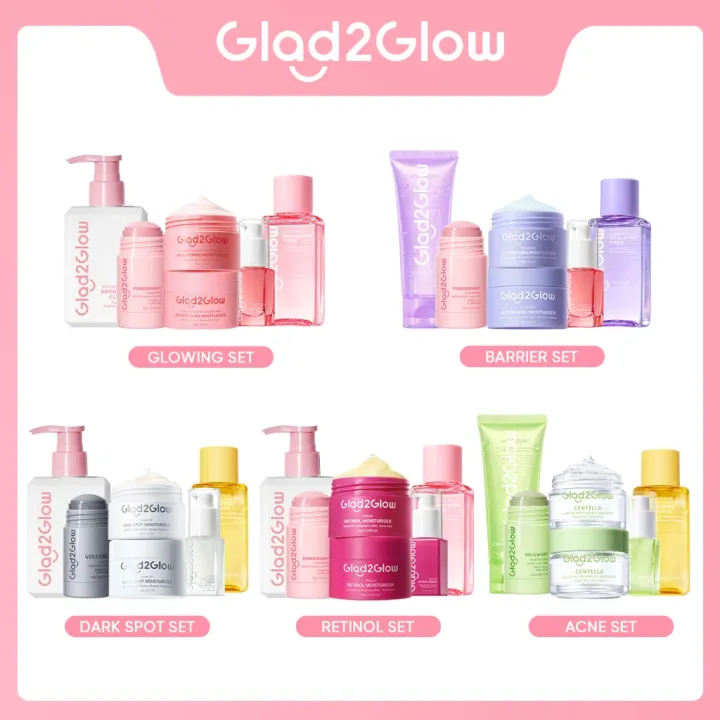 SPECIAL BUNDLE 6 in1 Glad2Glow 6pcs Paket Skincare Moisturizer Serum Clay Mask Face Wash Toner Serum Moisturizer