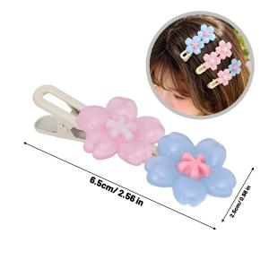 20/10Pcs Pink Jelly Cherry Blossom Hair Clips / Sweet Flower Hair Pins for Girls / Wavy Side Bangs Barrettes / Kawaii BB Hair Accessories