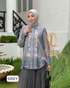MDLY Baju Atasan Kemeja Wanita/Kemeja casual/Atasan kekinian premium/Leony Monogram Shirt by MDLY