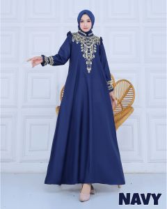 NEW MODEL!! GAMIS MADINA TALITA BAHAN KATUN TOYOBO BORDIR  (GOLD) PREMIUM SYARI WANITA MUSLIM MURAH TERBARU // IZDIHAAR MUSLIM STORE.