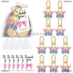 [COD] WANGJIA พวงกุญแจของขวัญปาร์ตี้รูปผีเสื้อ10ชุดพร้อมป้ายแท็กกระดาษคราฟท์ขอบคุณสำหรับเด็กผู้หญิงธีมวันเกิดปาร์ตี้งานเลี้ยงฉลองทารกถุงของขวัญสำหรับงานเลี้ยงวันเกิด