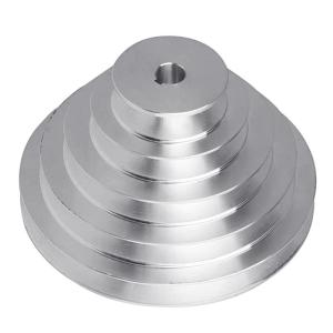Aluminum A Type 5 Step Pagoda Pulley Wheel 150mm Outer Diameter 14mm to 28mm Bore for V-shaped Timing Belt