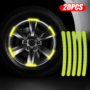 【WOKEN】20PCS Car Wheel Hub Reflective Stickers Pink Glitter Diamond Luminous Decorative Decals Motorcycle Bicycle Universal Shape Wheel Hub Decoration Accessories