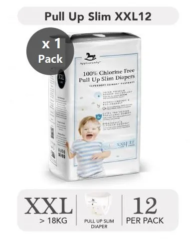 Applecrumby Chlorine Free SlimDry EasyDay Pull Up Diapers M/L/XL/XXL