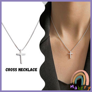 Makery【Ready in Stock】 Cross Pendant Necklace Simple Clavicle Chain for Fashion Women Gifts Jewelry