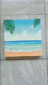 Lukisan Kanvas Dinding Aesthetic Minimalis Motif Pantai Cerah / Lukisan Hiasan Pajangan Dekorasi Dinding Ruang Tamu / Lukisan Asli Hasil Tangan Handmade Ukuran 30x30cm - Lazada