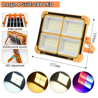 【FYP】2000W LED Solar Floodlight Rechargeable Emergency Lighting Outdoor Camping Portable Lamp Waterproof Searchlight