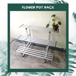 Waterproof Aluminium Outdoor Flower Pot Rack Two and Three Layer - Balcony Decoration Flower Rack GardenShoe Rack Rak Bunga