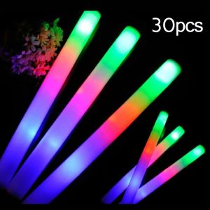 15/30Pcs LED Glow Sticks Bulk Colorful RGB Glow Foam Stick Cheer Tube Dark Light for Xmas Birthday Wedding Party Supplies2026