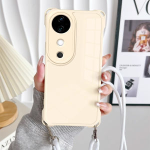 New Phone Case VIVO V40 Pro V30e V30 Pro V29 V27 V27e 4G 5G Hot Simple Fashion Casing Four Corners Anti-drop Anti-shock Soft Back Cover with Lanyard 2025